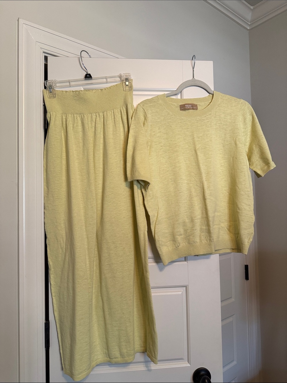 Free People Lemon Yellow Knit Skirt Set